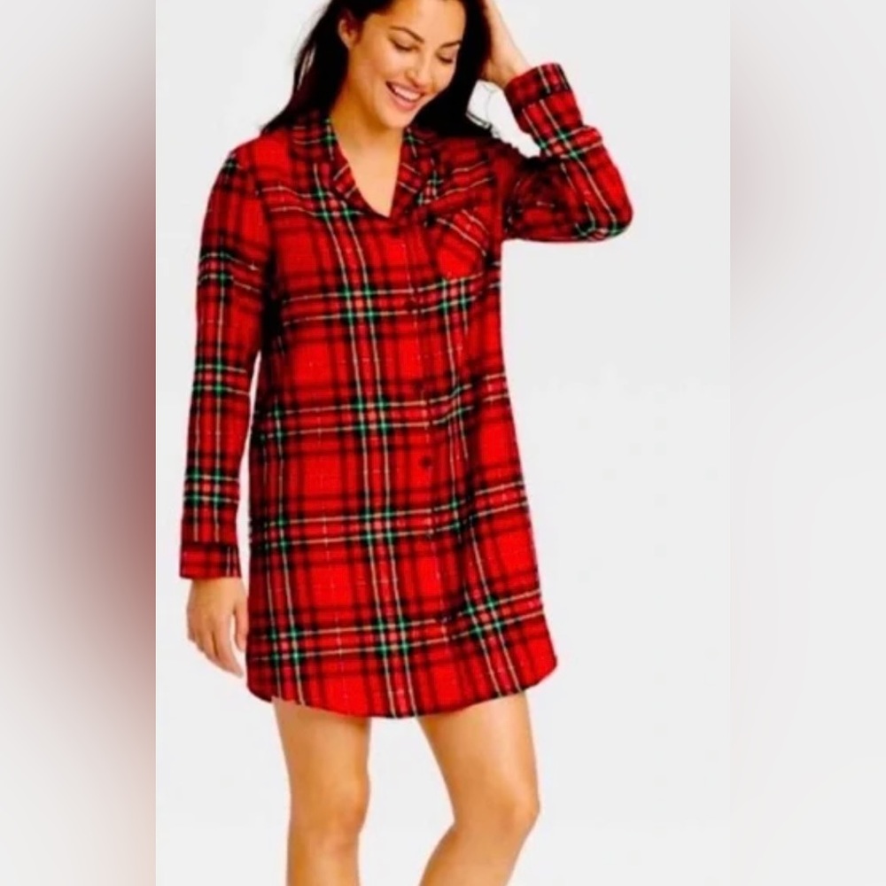 S Tartan Plaid Flannel Nightgown Pajamas Pjs Night Shirt Wondershop Target